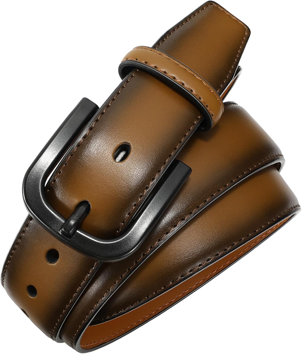 VONMELLI Men's Metal Free Leather Belt TSA Approved Non Metal Belt for Men Jeans with Hypoallergenic Buckle - Image 6