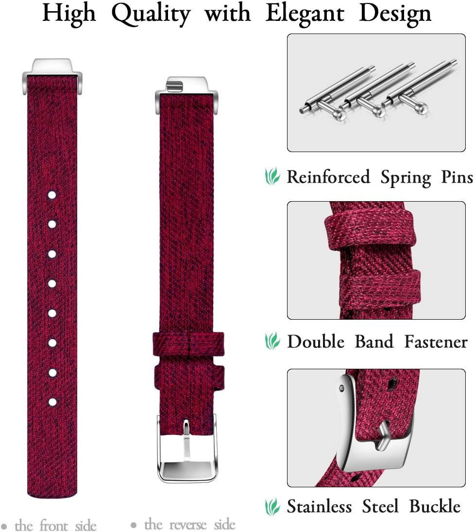 Maledan Bands Compatible with Inspire 2/ Inspire HR and Inspire Fitness Activity Tracker for Women Men, Durable Woven Fabric Watch Band Replacemen Strap Wristband, Large, Wine Red