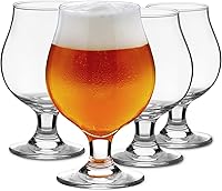 Meolibour 16oz Beer Glasses Set of 4 - Classic Craft Goblet Tumblers, Dishwasher Safe Lead-Free Glass for Beer, Cocktails & More