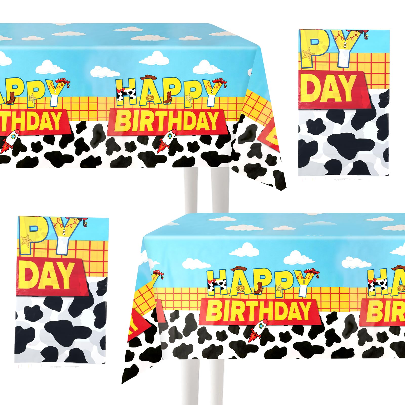Wirhaut 2Pcs Party Tablecloth Cartoon Table Cover Toy StOry Theme, 42.5x70.8in Waterproof Plastic Table Cover for Kids Boys Girls Birthday Party Supplies-Rectangular