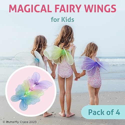 Miniatura 2 de Butterfly Craze Girls Fairy Angel or Butterfly Wings  Costume Accessories for Parties  Colors Blue Green Pink Purple