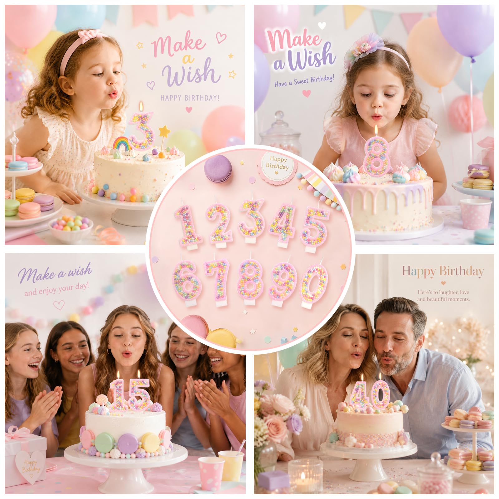 Pastel Macaron Birthday Candle - 2nd Birthday Decorations -5 Pastel Macaron Birthday Candle - 2nd Birthday Decorations -5