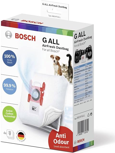 Bosch bbzafgall Universal Dust Bag Vacuum Accessory and Supply  Accessory for Universal Vacuum Cleaner Dust Bag, White, 100 g, 240 mm, 75 mm)