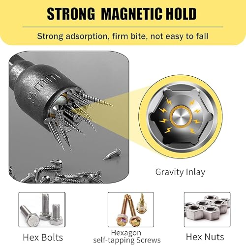 Miniatura 5 de YXQ Hex Magnetic Power 0.315 in 516 adaptador de enchufe Broca Juego de destornilladores de tuerca hexagonal de 14 pulgadas para herramientas