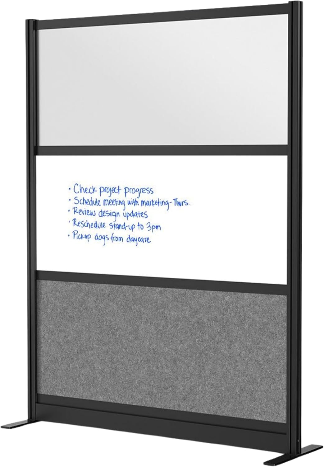 FSE 373-MW-5370-FWCGWB Modular Wall Room Divider System - Black Frame - 53" x 70" Starter Wall - Wide Paneling