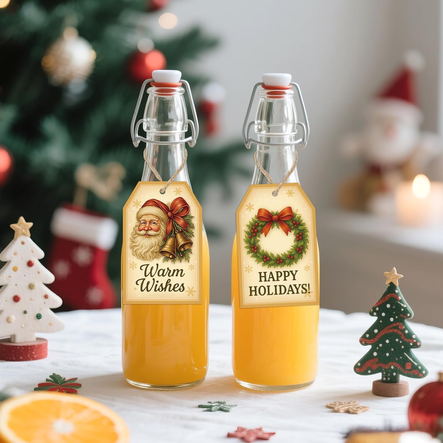 G2PLUS 50Pcs Christmas Tags for Gifts, 5 Designs Vintage Christmas Holiday Paper Gift Tags with String for Seasonal Wishes, DIY Crafts, Present Wrapping, Xmas Party Favors - Image 6