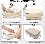 Extra Large Compression Packing Cubes for Travel, 2 Set Compression Bags Travel Cubes for Packing Suitcase Organizer Bags Set, Travel Accessories Luggage Organizer Bags, Beige