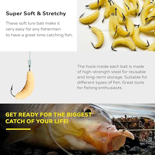 Miniatura 3 de TOOLSSIDE 1 docena de gusanos de goma cebos de pesca #10 (12 piezas) plantillas de crappie, gusanos de pesca, larvas de pesca a granel para trucha,