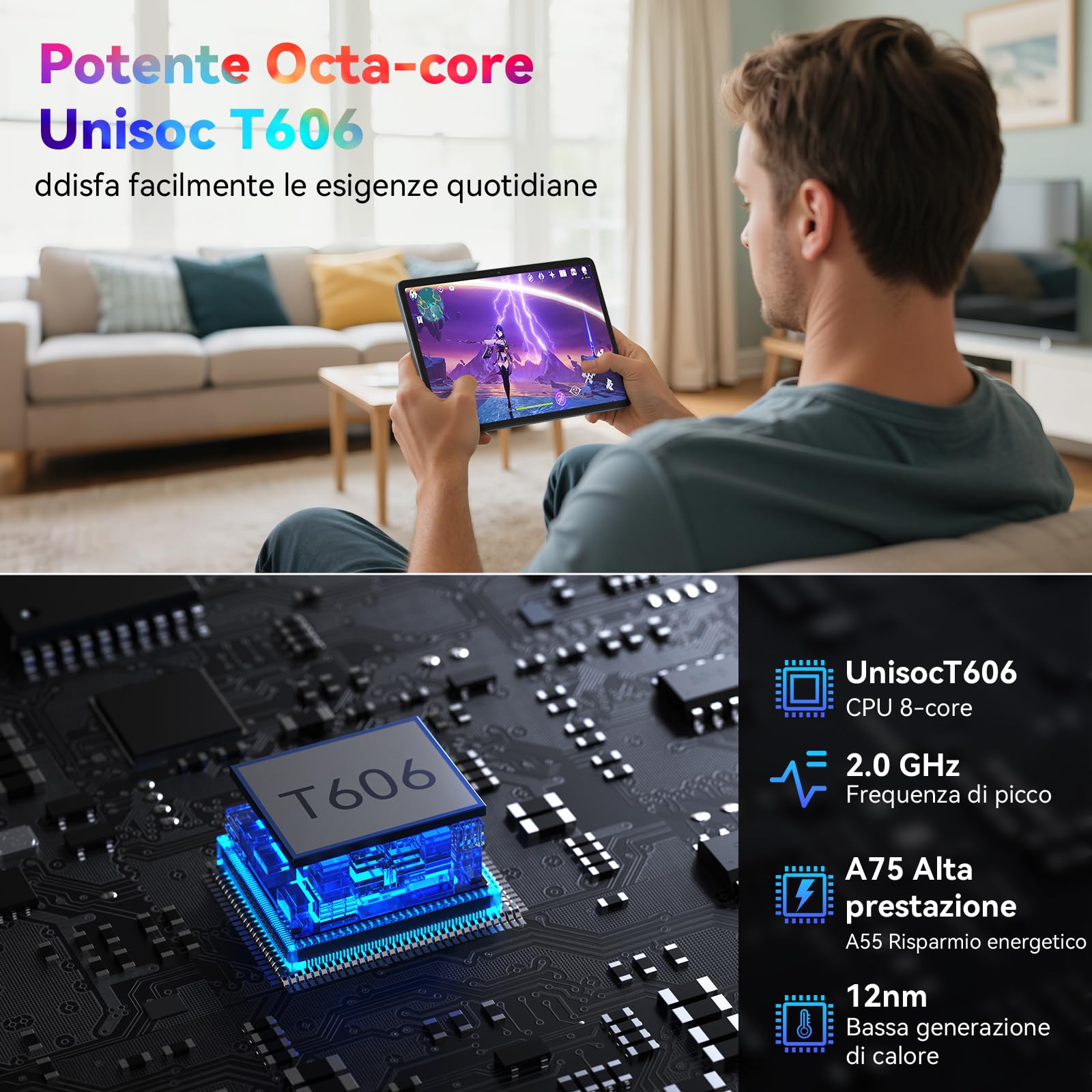 T20 Tablet Android 16 con Tastiera, 24GB RAM + 256GB ROM Espandibile 2TB, Tablet 10 Pollici Widevine L1, Octa-Core, WiFi, Face ID, Bluetooth 5.0, 5000mAh, 8MP+5MP, Jack 3.5mm, 4 Anni Garanzia