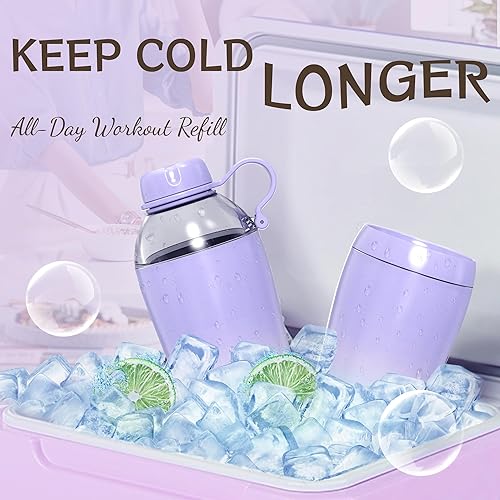 Miniatura 7 de Insulated Water Bottle for Women, 18 oz Stainless Steel Water Bottles, Double Walled, 2 Lids (Chug & Tumbler) - Hydrate & Caffeinate, Available Gift