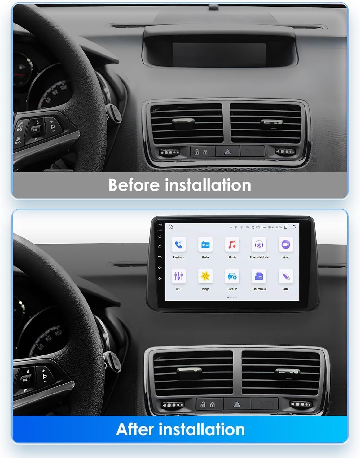 8core(6g+128g),per Autoradio O-pel Car Stereo con Schermo Touch da 9 Pollici Android 15 unità Principale Carplay Wireless Bluetooth WiFi GPS Radio FM Telecamera Posteriore Meriva B 2009-2014