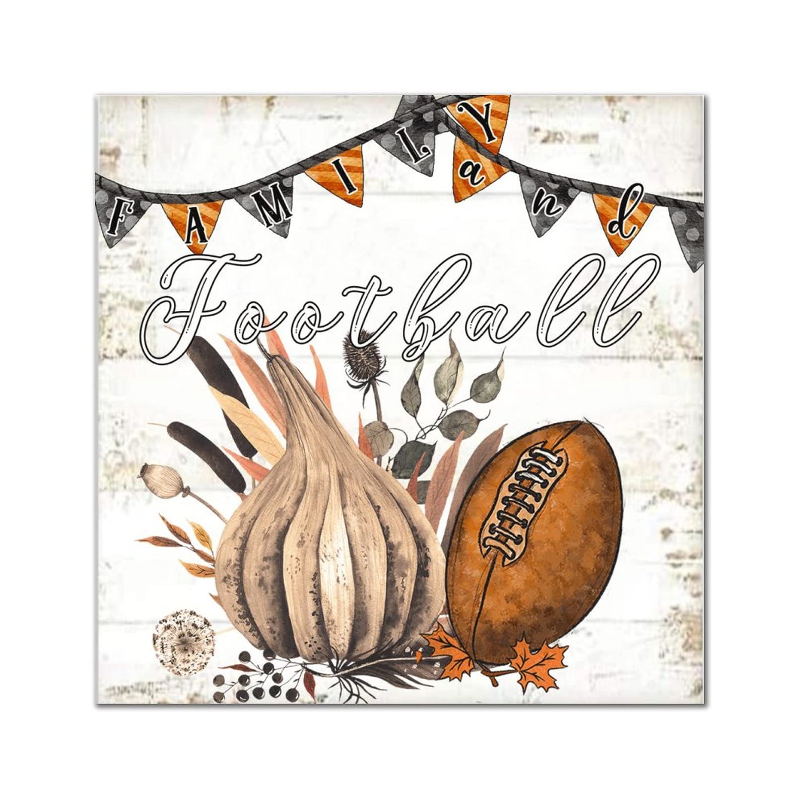 Panneau en bois famille et football pour décoration de salon et chambre au style vintage