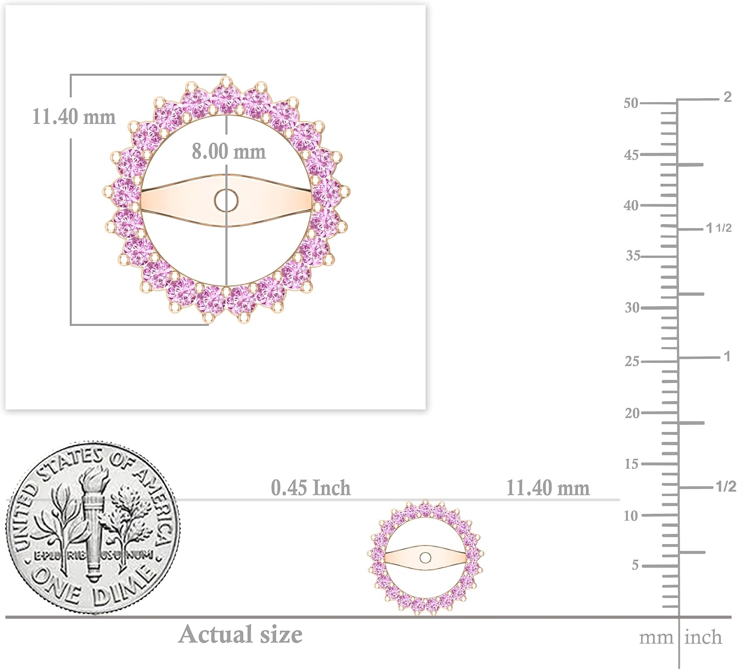 Dazzlingrock Collection Round Gemstone Halo Removable Earring Jackets for Women in 14K Solid Gold