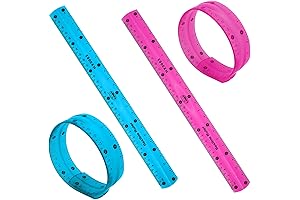 2 Pcs Collapsible Ruler: Flexible, Shatterproof, Bendable Ruler for Kids, Adults, School, Office (Purple+Blue)