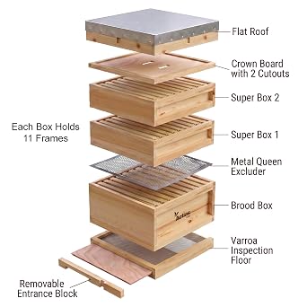 National Pine Beehive Starter Kit – Complete Hive with Brood & Super Frames and Wax Foundation | Flat Pack Beekeeping Kit