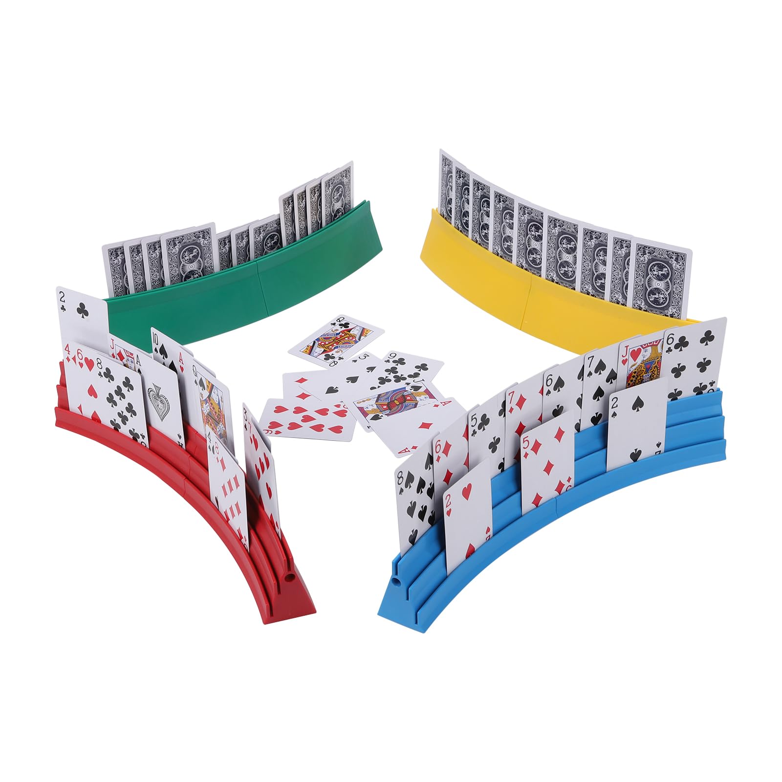 GHERPTE Expandable and upgradable Three-Layer Plastic Card Holder,Set of 8,Used for Card Game Card Holder Tray for Arthritis Patients -Playing Card Rack for Kids Adults Seniors
