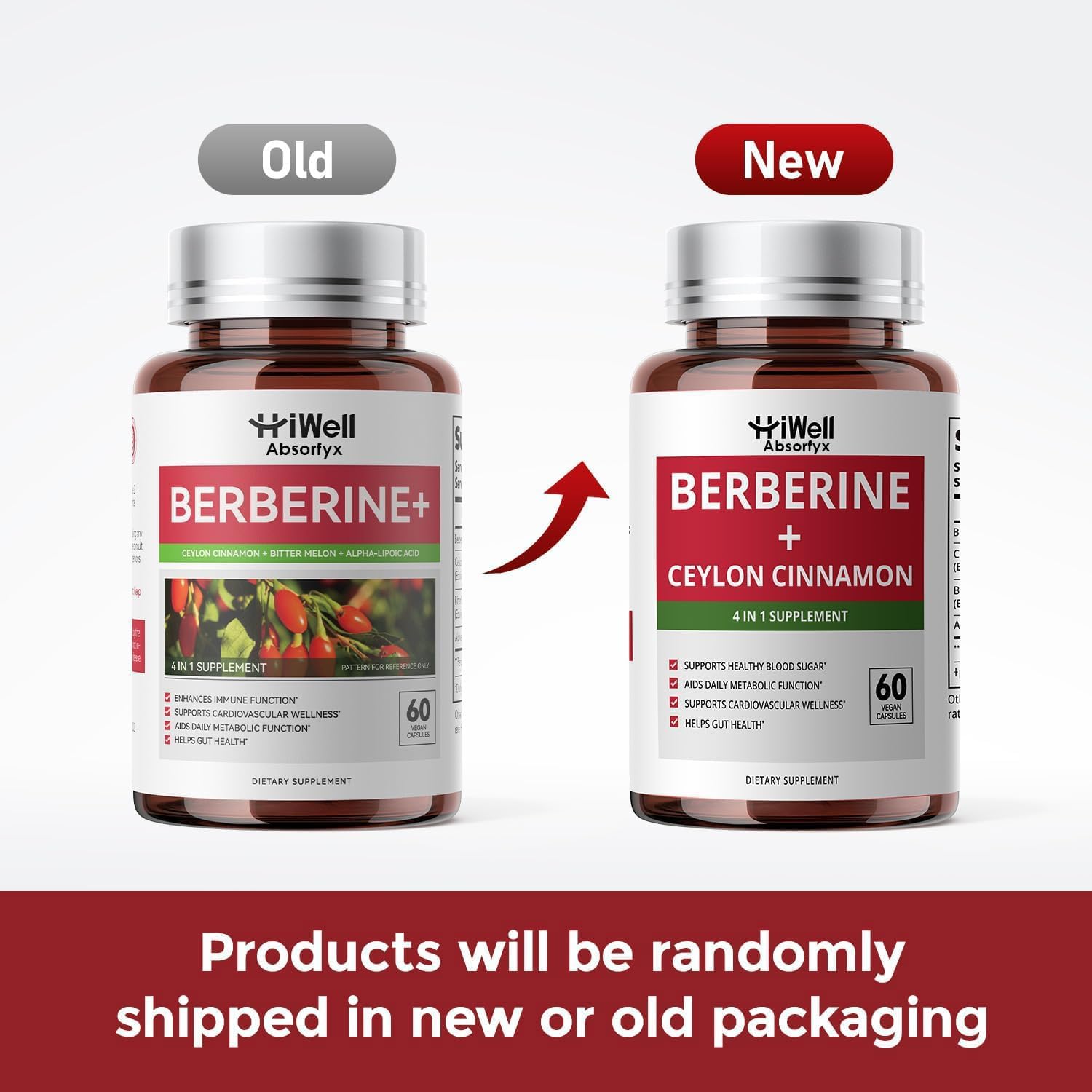 HiWell Berberine with Ceylon Cinnamon | Support Blood Sugar, Cholesterol Health & Immune* | Gluten-Free, Non-GMO & Vegan Berberine Supplement | 60 Capsules