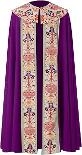 Catholic Clergy Chasuble with Tassel Pendant, Unisex Church Priest Vestments Celebrant Cope Mass Robe, 4 Colors