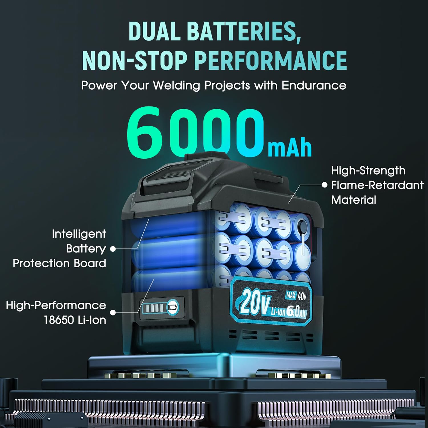 Saldatrice Wireless Portatile, saldatrice a Batteria con Display a LED, avviamento a Caldo, saldatrice a Bastoncino con Inverter Digitale, saldatrice a Punti Portatile