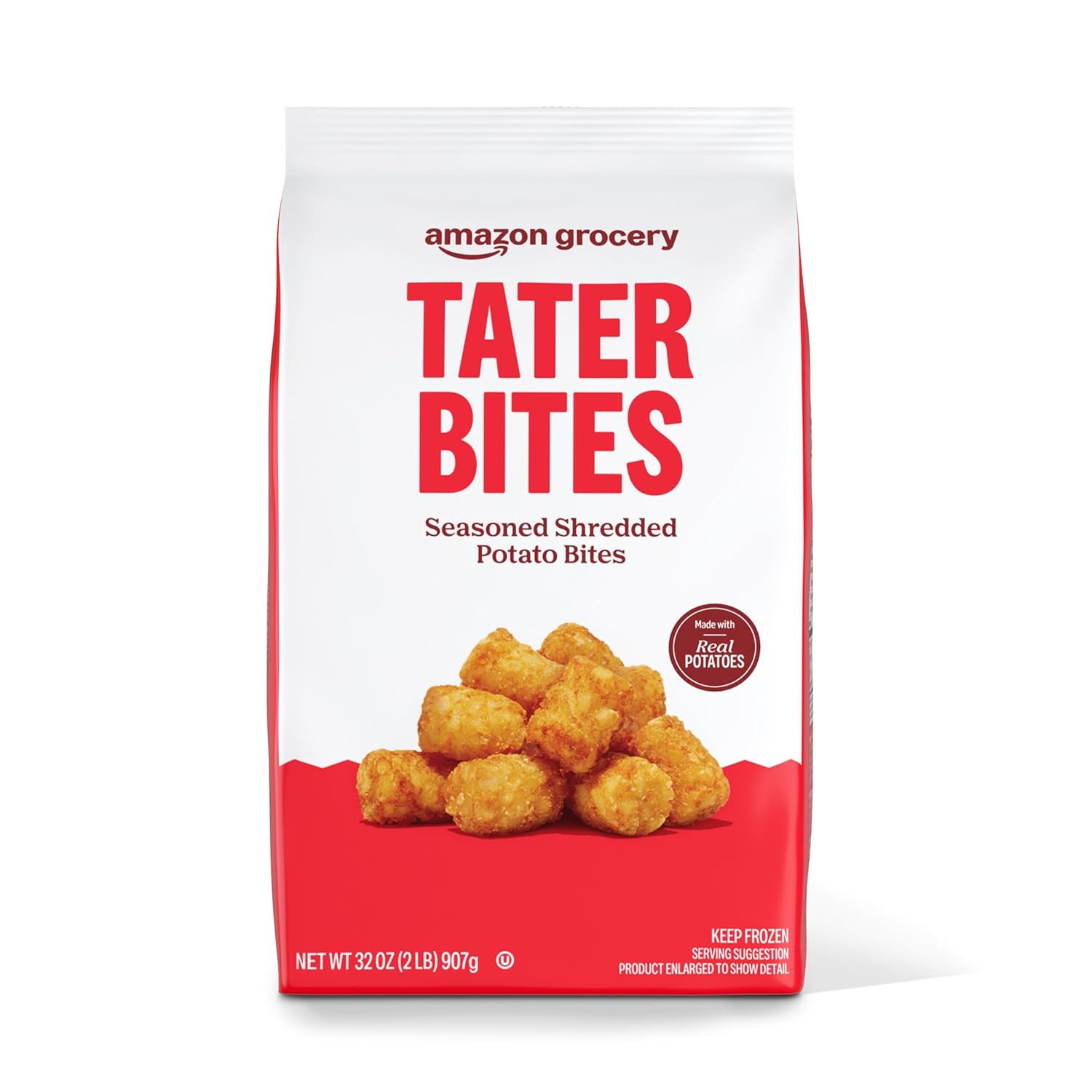 Amazon Grocery Frozen Tater Bites, 32 Oz - Seasoned Shredded Potatoes Made with Real Potatoes