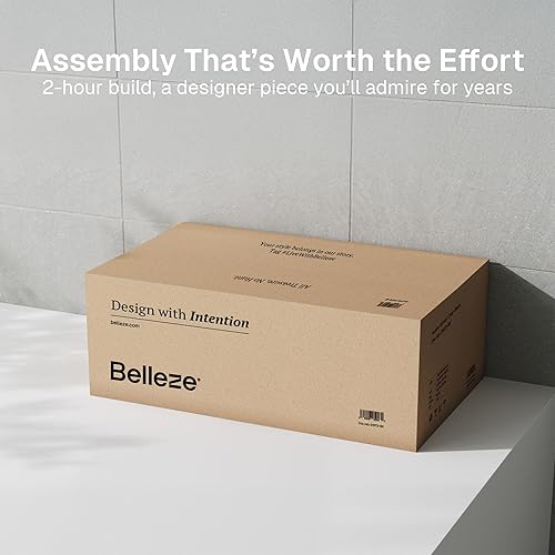 Miniatura 6 de BELLEZE Aparador modular con puerta de vidrio arqueada, gabinete de buffet con almacenamiento y estantes ajustables, diseño clásico moderno para