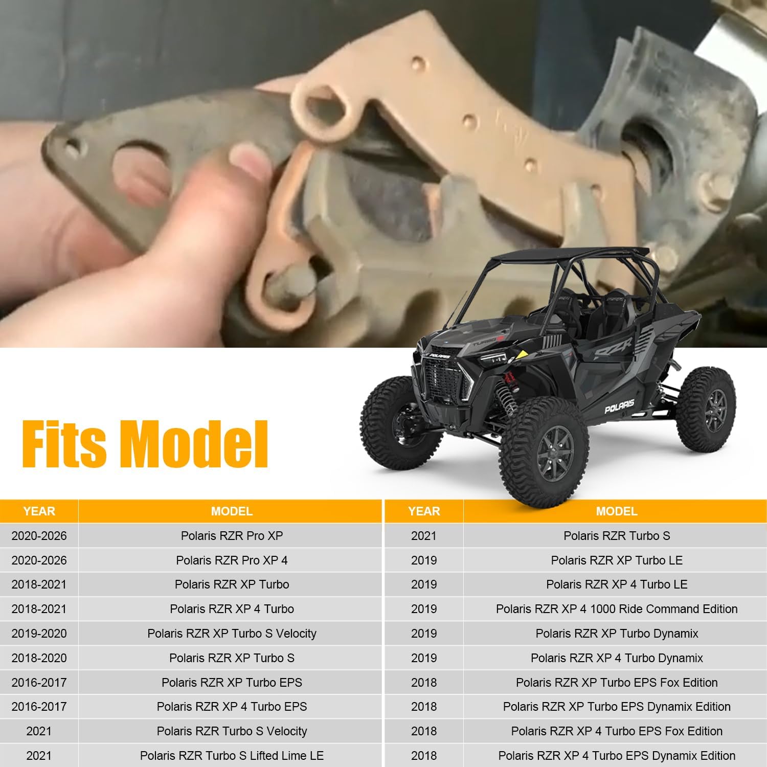 Front and Rear Severe Duty Brake Pads for Polaris RS1 RZR XP4 Turbo Brake Pads 2016-2021, for Polaris RZR Pro XP 4 2020-2026, Replaces for 2206231 2205949