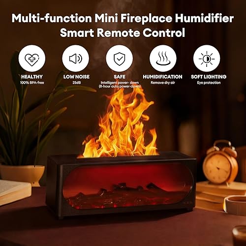 Miniatura 7 de Difusor de aroma de chimenea de 15.2 fl oz con control remoto y apagado automático, difusor ultrasónico de llama para chimenea, difusor de aceite