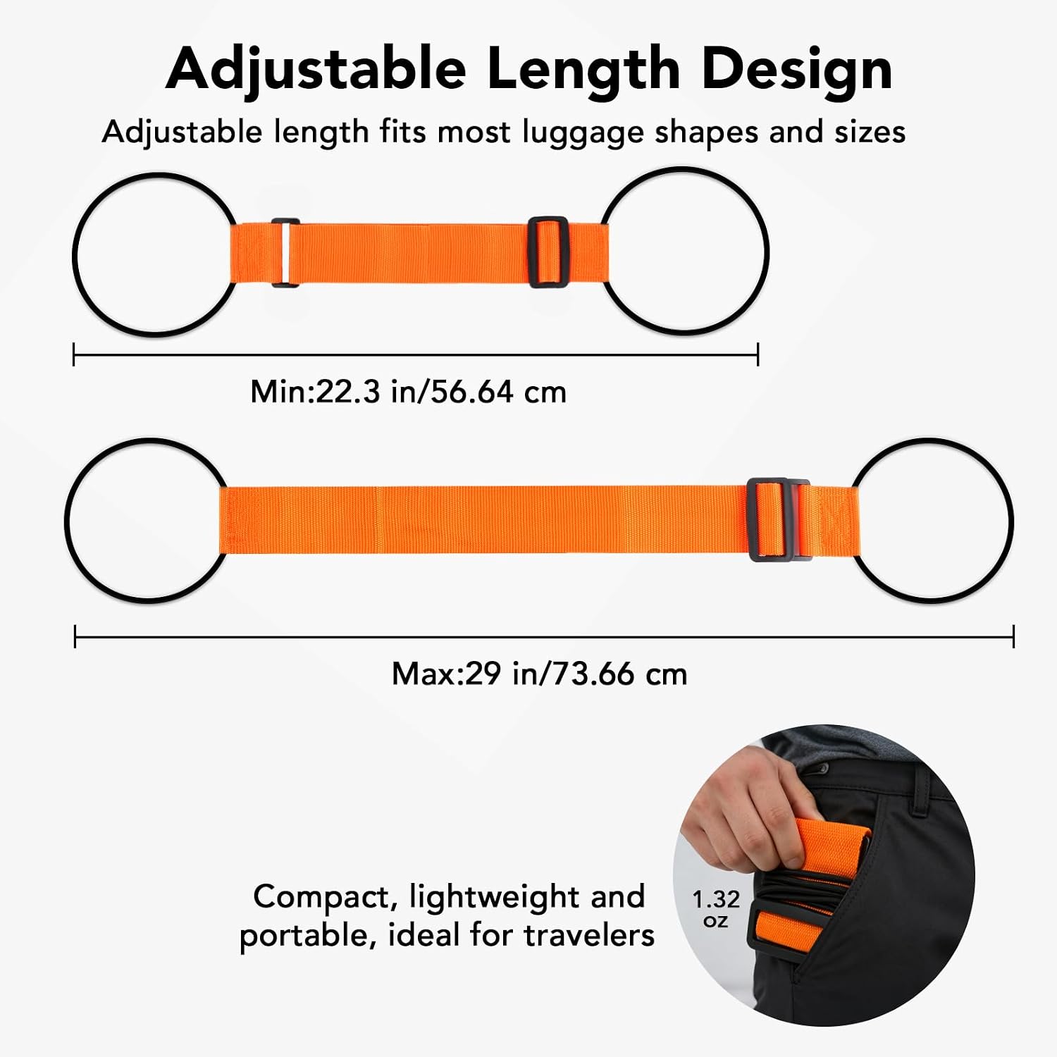 Luggage Connector Straps, Adjustable Elastic Durable Straps for Connecting Luggage Bags to Suitcases, Hands-Free Travel Essential (4PCS Black)