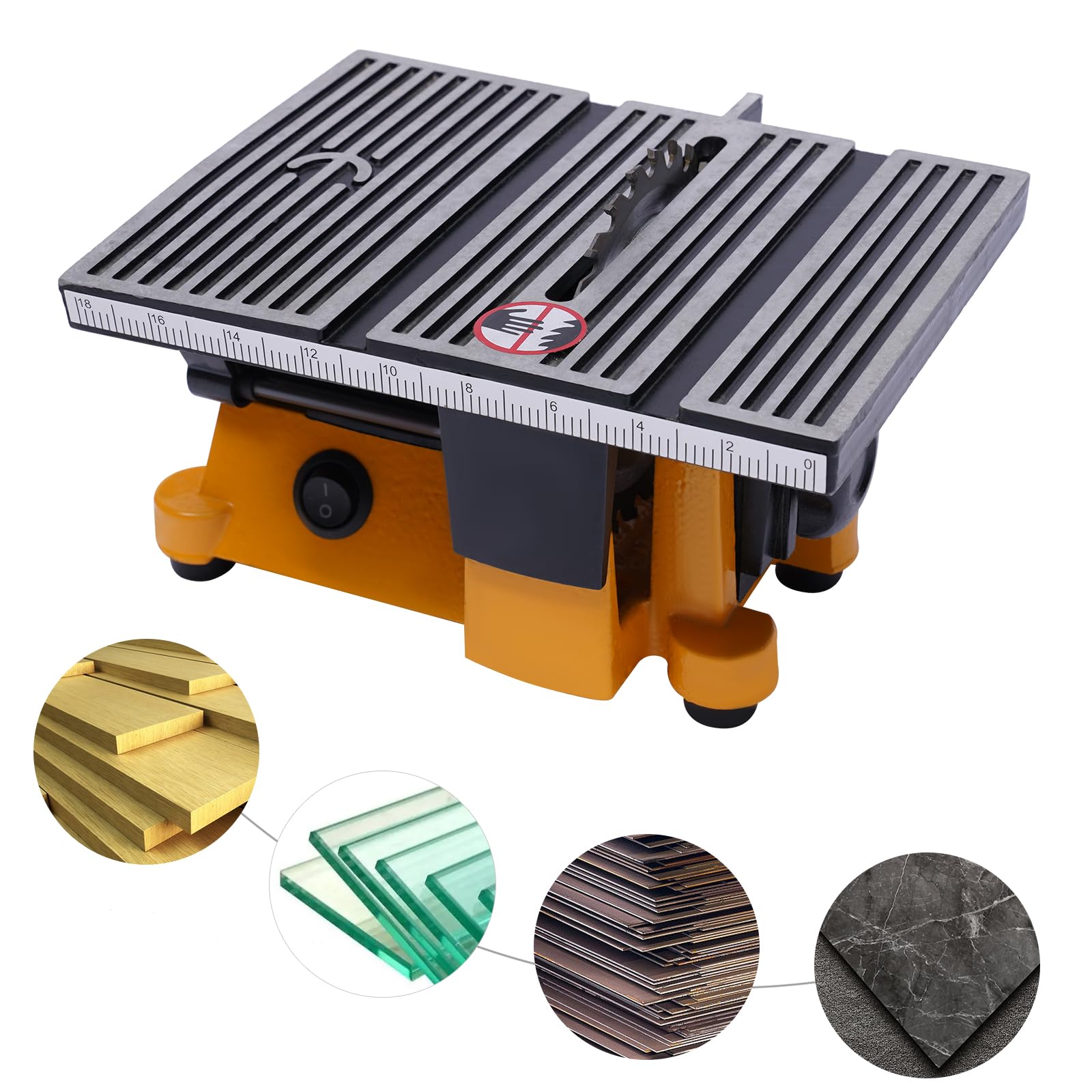 Mini stołowa pilarka tarczowa, wysokość cięcia 5/8", 220 V, średnica brzeszczotu 10 cm, przenośna, precyzyjna piła stołowa, do tworzywa sztucznego, drewna, szkła, kamienia, sklejki, płyt OSB, płyt