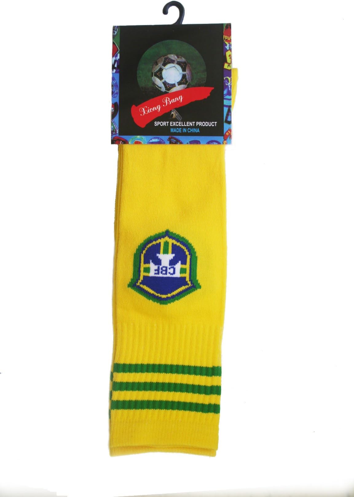 SUPERDAVES SUPERSTOREBrasil Brazil Yellow CBF Logo Soccer World Cup Socks Kid's Size Ages 6-10 Yrs New