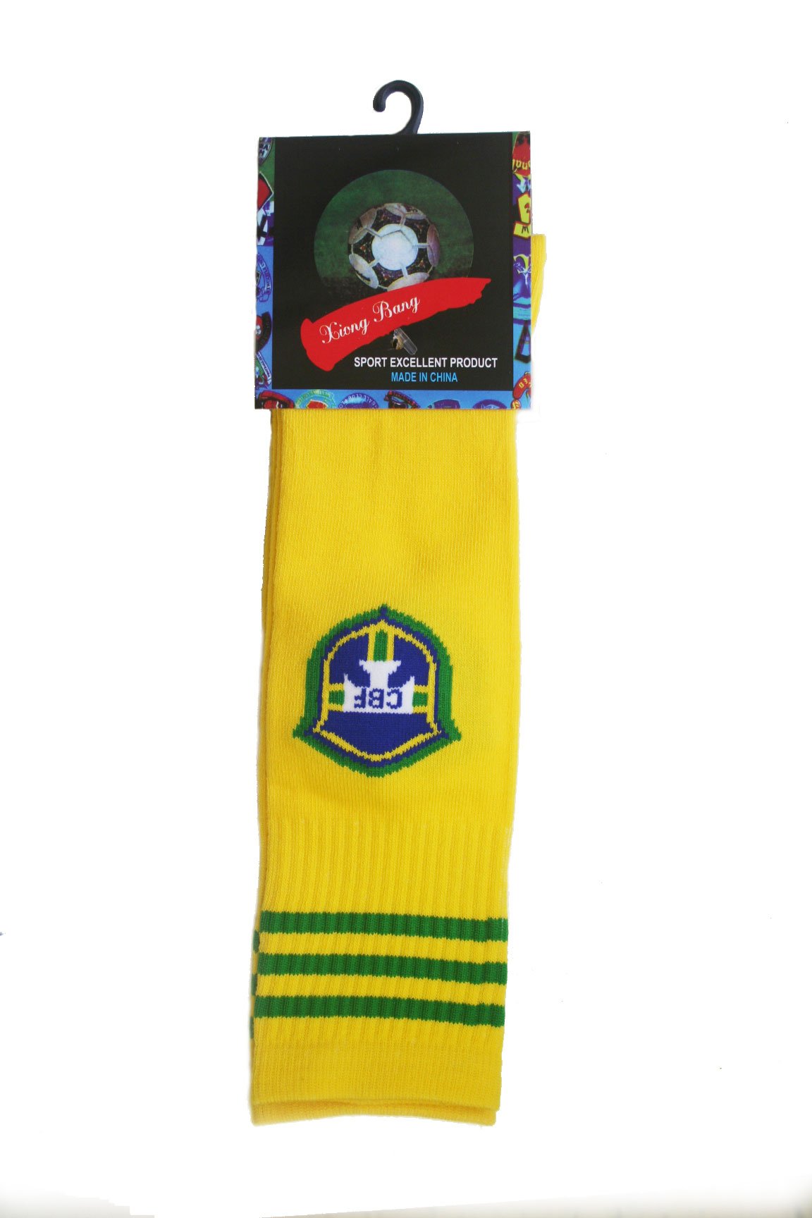 SUPERDAVES SUPERSTOREBrasil Brazil Yellow CBF Logo Soccer World Cup Socks Kid's Size Ages 6-10 Yrs New