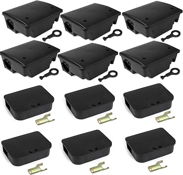 12 Pack KeyRequired Rat Bait Stations & Mouse Bait Stations 6 Large & 6 Compact, Lockable WeatherResistant Plastic for Indoor & Outdoor Pets Safe