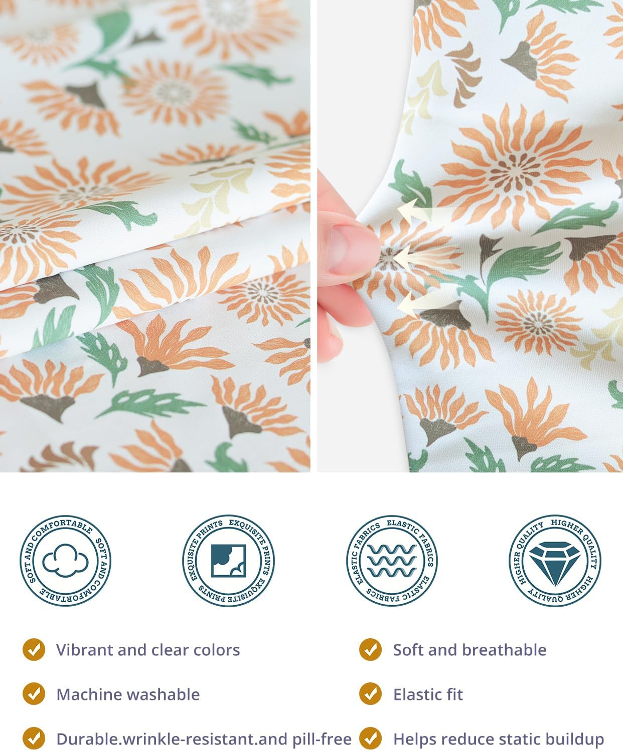 Scrub Caps Women Ponytail – Floral Sunshine Double-Sided Printed Surgical Hat with Buttons and Sweatband, Soft Nurse Cap for Long Hair, Helps Reduce Static Buildup - Image 6