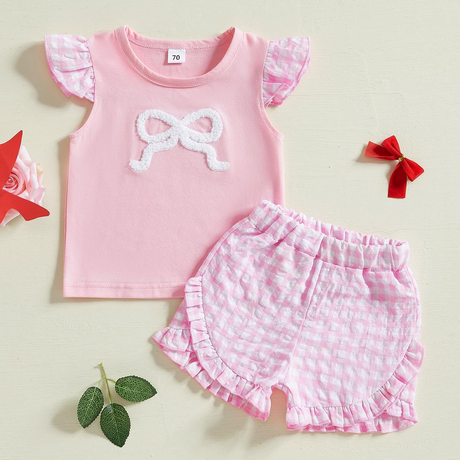 Toddler Baby Girl Summer Outfits Flower Embroidered Short Sleeve Top Shorts 2Pcs Set Infant Cute Spring Clothes