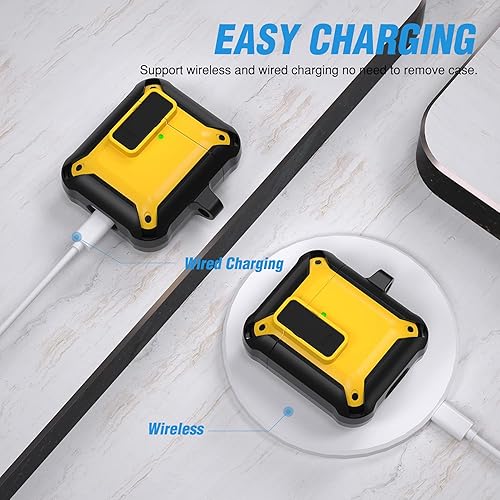 Miniatura 4 de Valkit Funda para Airpods para hombres con cerradura, funda de cuerpo completo con llavero para AirPods de Apple a prueba de golpes, funda