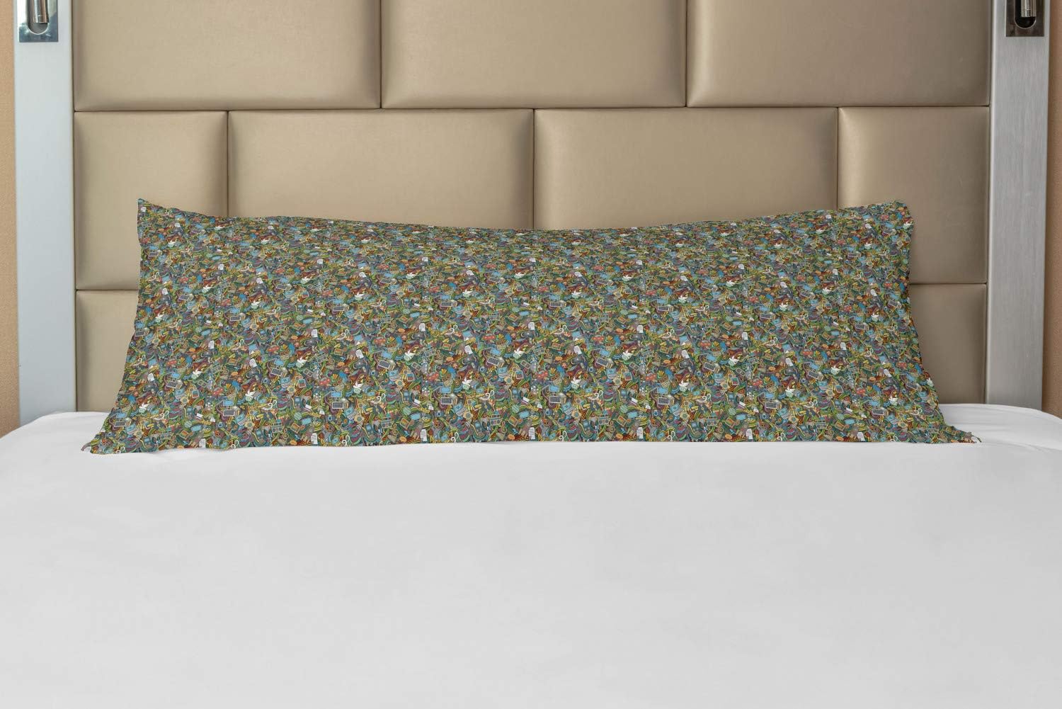 ABAKUHAUS Hipster Body Pillow Case Cover with Zipper, Social MediDevices, Decorative Accent Long Pillowcase, 21" x 54", Multicolor