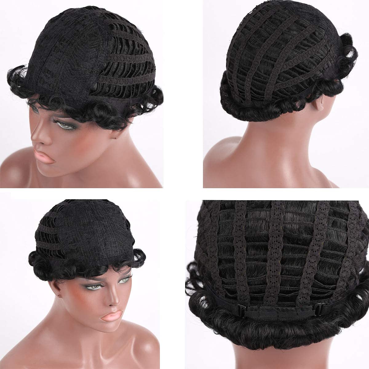 Parrucca da donna africana nera con riccia corta e riccia nera per parrucca da donna africana parrucca nera per donna mamma parrucca aspetto naturale (2# nero)