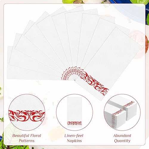 Miniatura 3 de Qilery Paquete de 200 servilletas desechables de lino, elegantes servilletas de papel decorativas, suaves y absorbentes, toallas de invitados para