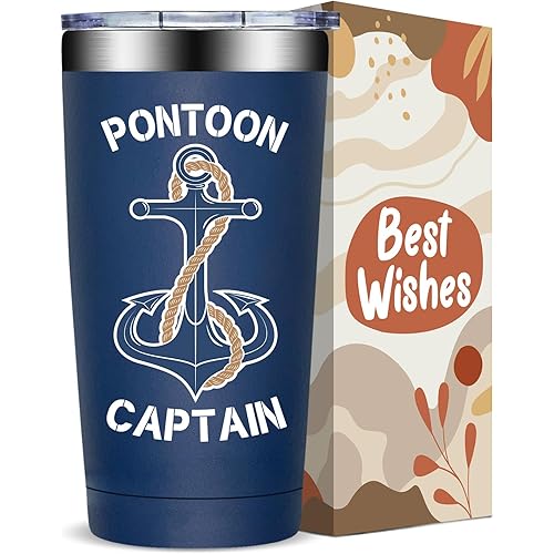 Fufandi Cool Gifts for Boat Owners - Pontoon Boat Gifts, Pontoon Captain Accessories - Christmas Father Day Birthday Gift for Men Boater Owners Boaters - Tumbler Cup 20oz