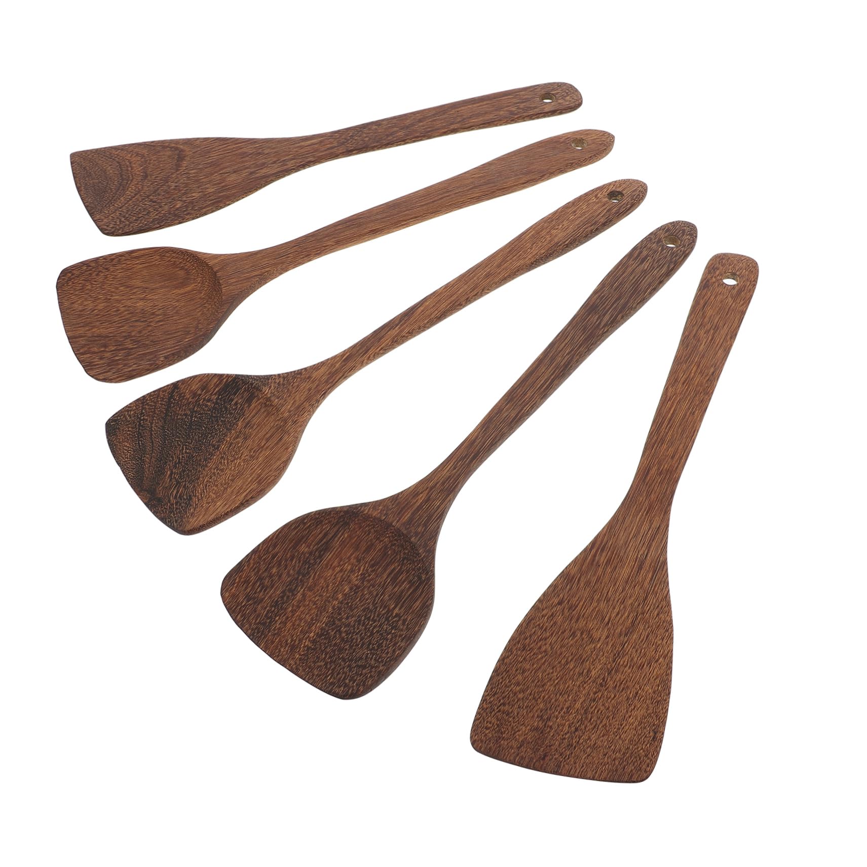 Cabilock 5piezas Espátulas para Cocinar de Madera Cucharas Soperas Antiadherentes Mango Utensilios de Cocina Prácticas para Servir Comida para Cocina Retro