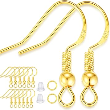 XIANNVXI 900pcs Earring Hooks,Gold Plated Hypoallergenic Earring Hooks for Jewelry Making Earring Making Supplies with Earring Backs and Jump Rings Earring Making Kit for DIY