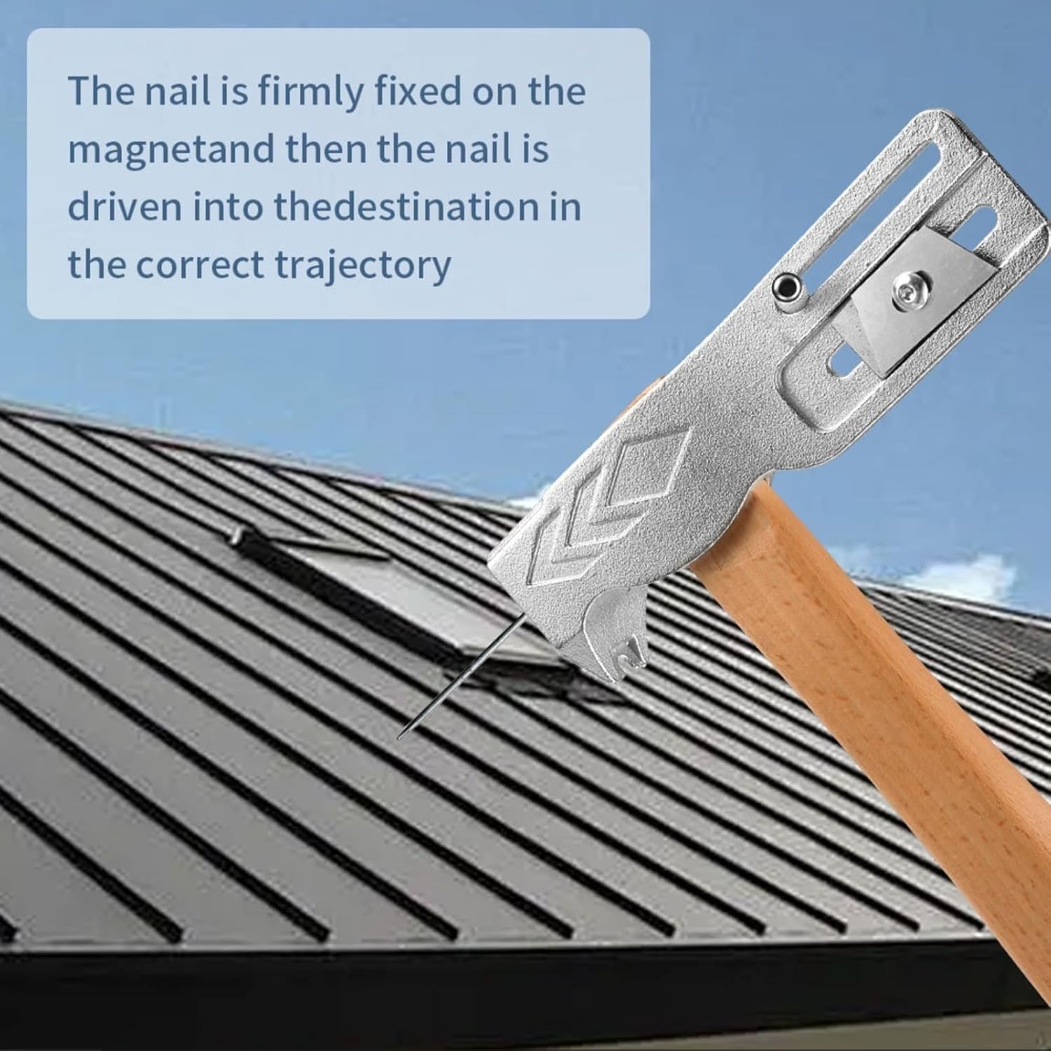 Heavy-Duty Multi-Function Magnetic Roofing Hammer with Nail Claw, Sliding Gauge & Utility Knife for Professional Roof Installation, Repair & Maintenance