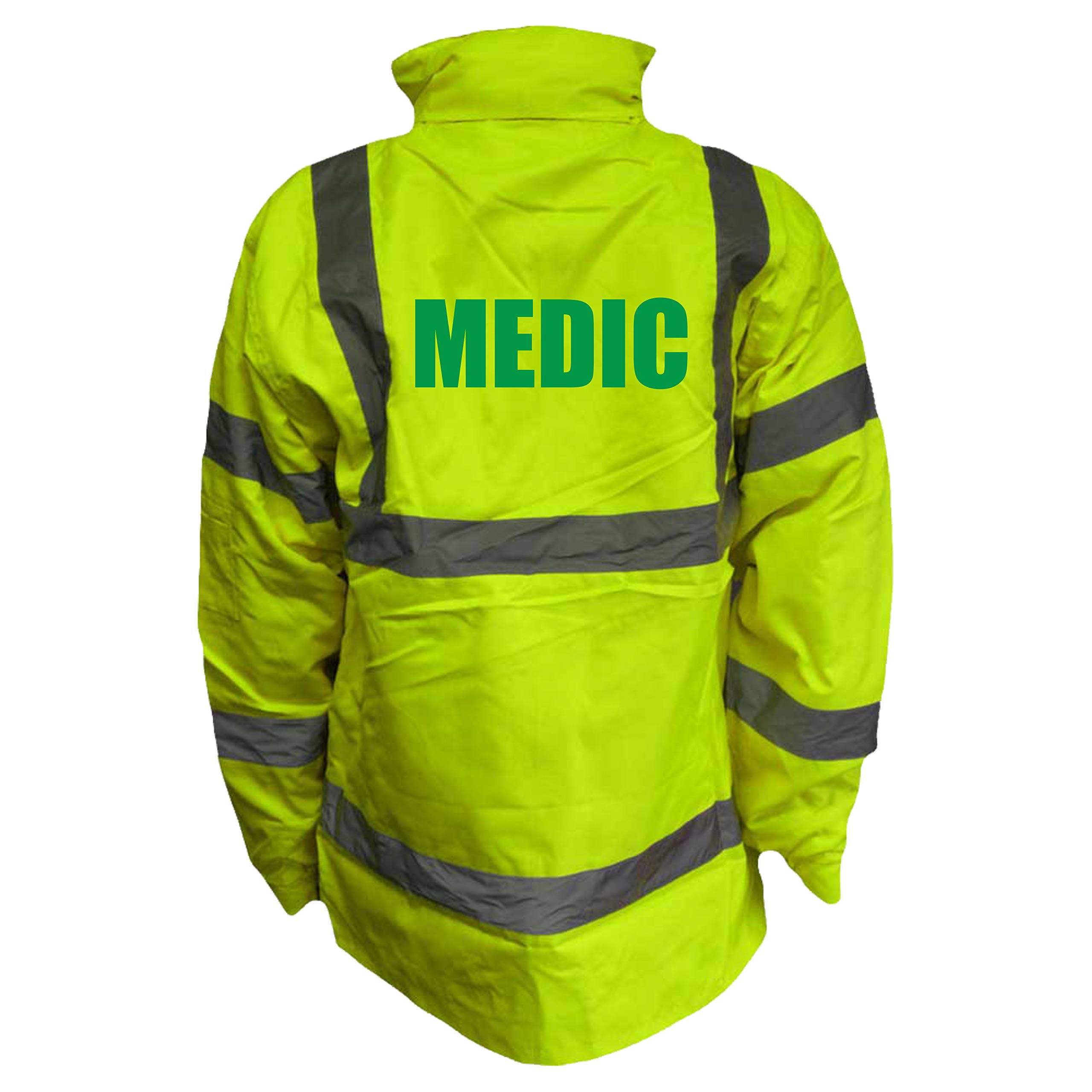 Medic Yellow Hi Vis Parka Jacket Reflective, Waterproof, Medical, Conforms to EN20471 Class 3, High Visibility, By Brook Hi Vis, Large