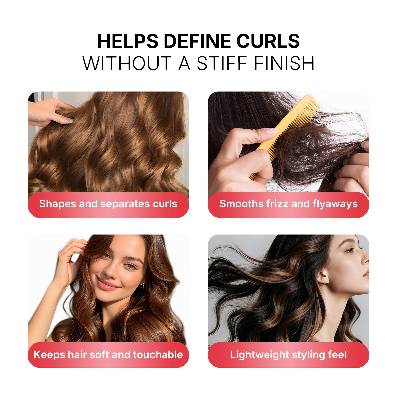 Karseell Crema Definidora de Rizos 500 ml – Crema de Rizos para Cabello Rizado y Ondulado, Hidratante, Anti Encrespamiento y Fijación Flexible