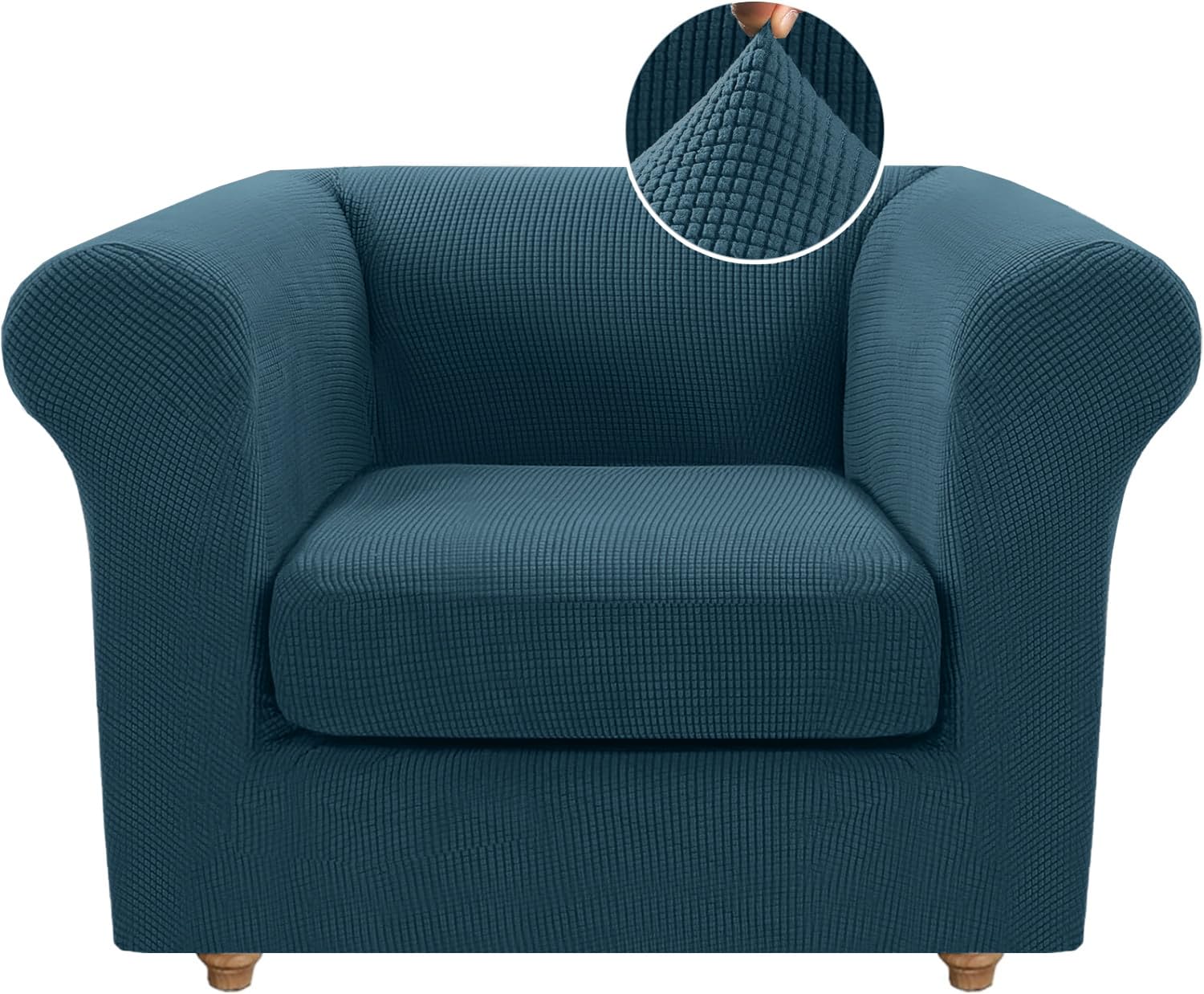 Housses de canapé Chesterfield extensible bleu canard pour rénover le salon familial avec style