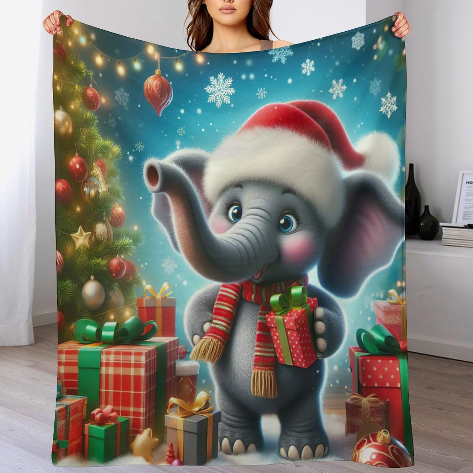 Plaid éléphant doux pour moments cocooning sur le canapé ou en voyage