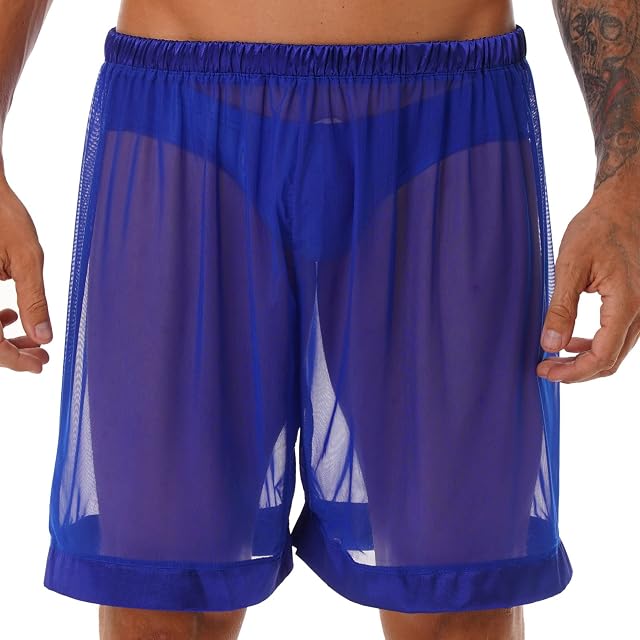 CHICTRY Mens See-Through Mesh Loose Boxer Shorts Underwear Quick Drying Swim Shorts