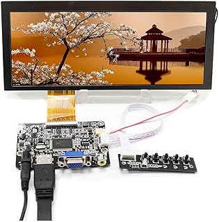 VSDISPLAY 8.8 inch 1280x480 CLAA088WA01 XN 500nit IPS Bar Screen and HDMI VGA AV LCD Controller Board,for DIY Gaming Marquee Monitor/Car Gauge Display