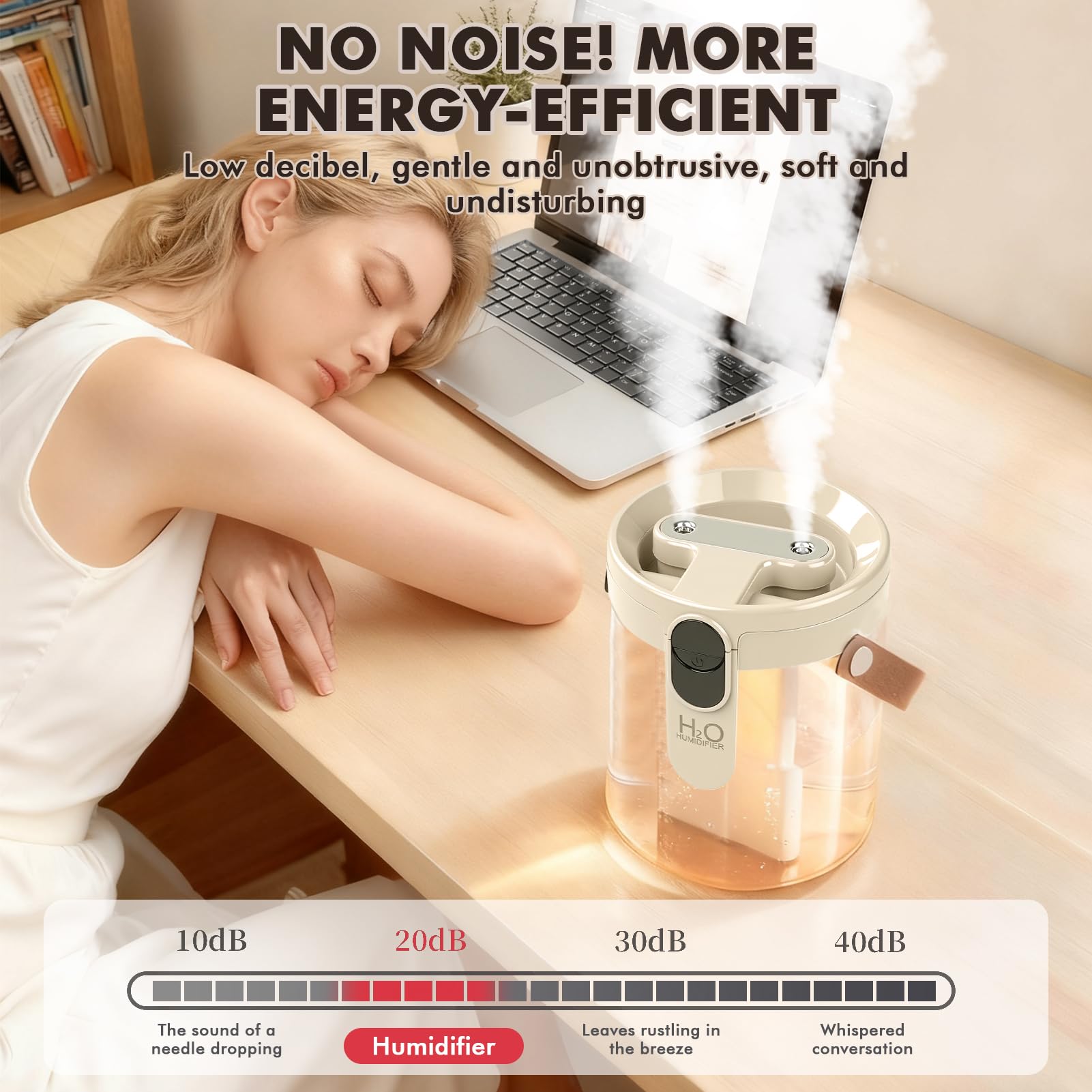 Beżowy stołowy nawilżacz powietrza, Home Dual-Spray wtyczka typu C