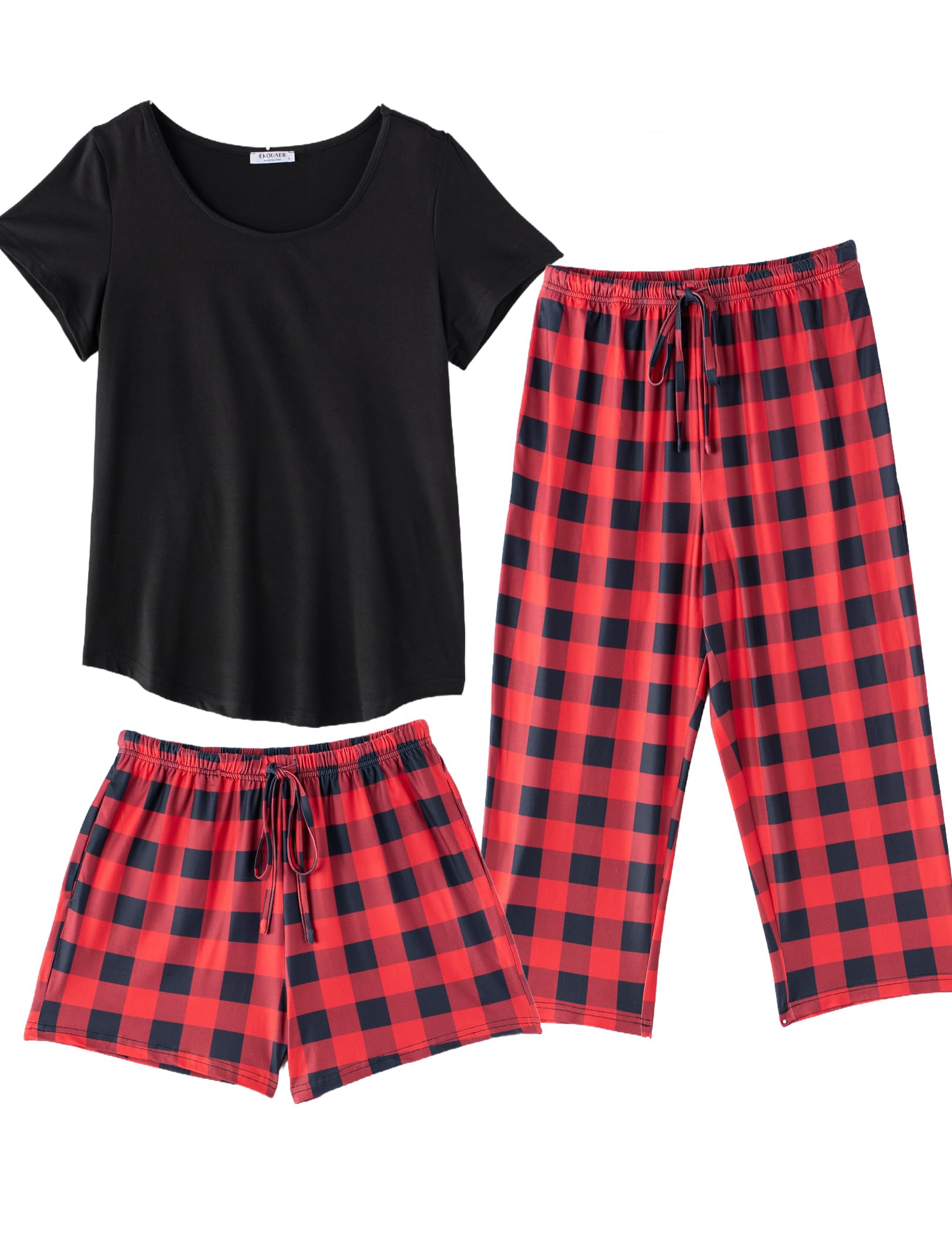 Ekouaer 3 PCS Capri Pajamas Set